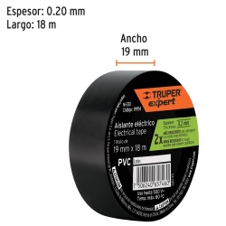 Cinta Aislante Negra 19mm x 18m Truper 19954