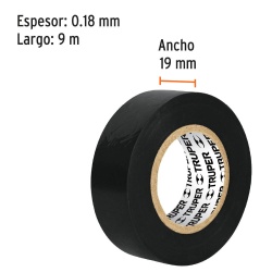 Cinta Aislante Negra 19mm x 9m Truper 12501