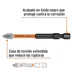 Punta Impact Phillips 75 mm PH2 5Pz Truper 100821