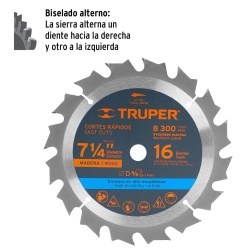 Disco de Sierra para Madera 7 1/4" 16 D Truper 18298