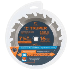 Disco de Sierra para Madera 7 1/4" 16 D Truper 18298