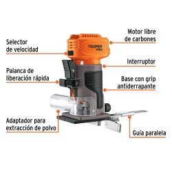 Ruteadora 1/4" 20V 30000Rpm Brushless Baretool Truper 103262