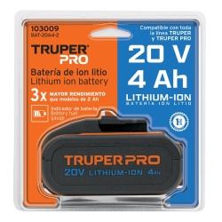 Batería Ion Litio 20V 4,0Ah Truper 103009