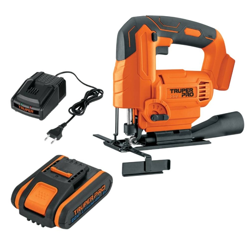 Sierra Caladora 20V 19mm 103260 + Bateria Ion Litio 20V 2,0Ah 103240 + Cargador 12336 Truper CO-103260