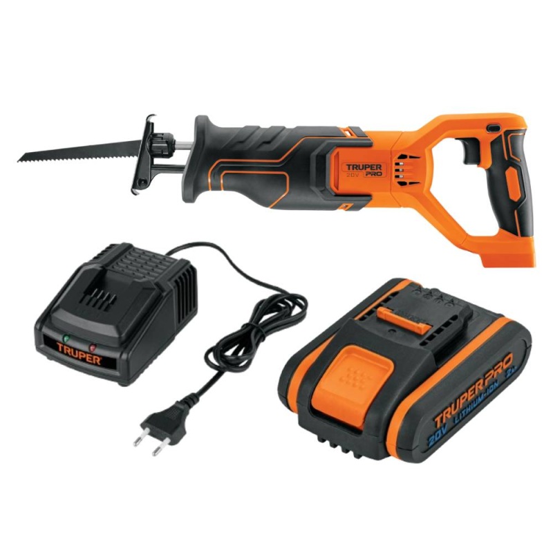 Sierra Sable 20mm 20V 103259 + Bateria Ion Litio 20V 2,0Ah 103240 + Cargador 12336 Truper CO-103259