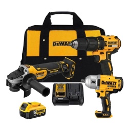 Taladro Perc 1/2" + Amoladora 4 1/2" + 1 Bat + Llave de Impacto 1/2" Dewalt DCK248P1-K12