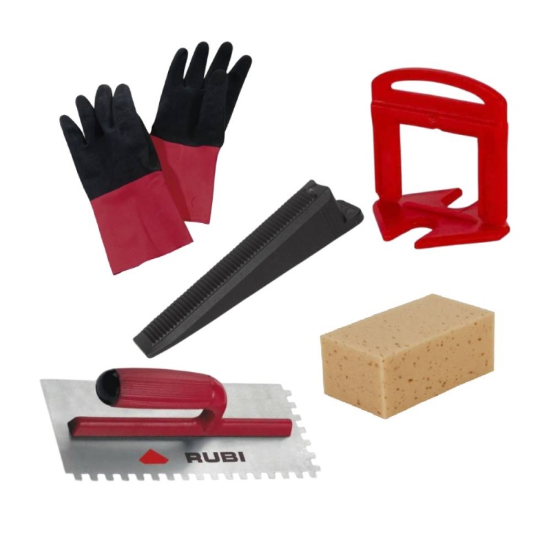 Combo de Plancha Dentada 28cm + Esponja Pro + Guantes Latex + Cuña + Brida 6-15mm Rubi 0000001000