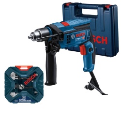 Taladro Percutor 1/2" 750W 57000 gpm GSB 13 RE + Set de Accesorios 34 Pz Bosch 0615.A00.010-000
