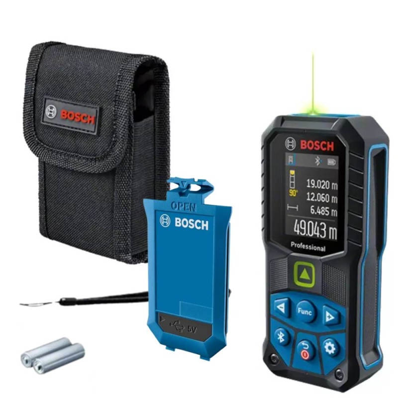 Medidor de distancia 50 mts Laser verde con Bluetooth GLM 50-27 CG + Bateria de Iones de Litio 3.7V 1.0ah Bosch 0601.072.U00-BOX