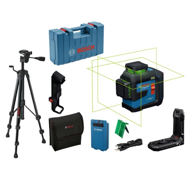 Nivel Láser 360° 3 Líneas Verde 80 M 1 Bat 3.0 Ah GLL 80-33 G + Trípode 50-150 Cm BT 150 Bosch 0601.096.B00-000
