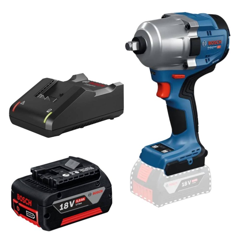Llave de Impacto 1/2" 18V brushless GDS 18V-780 + Batería GBA 18V 5.0Ah + Cargador Bivolt GAL 18V-40 Bosch 0601.9P4.0E0-BOX