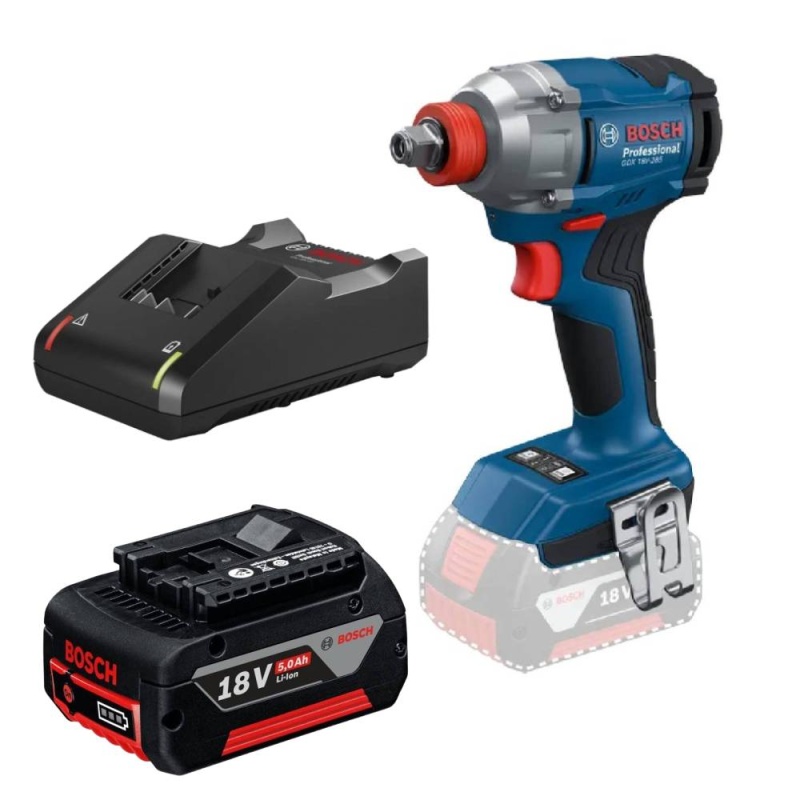 Atornillador de Imp 1/2"-1/4" 18V Brushless GDX 18V-285 + Batería GBA 18V 5.0Ah + Cargador GAL 18V-40 Bosch 0601.9N2.1E5-BOX