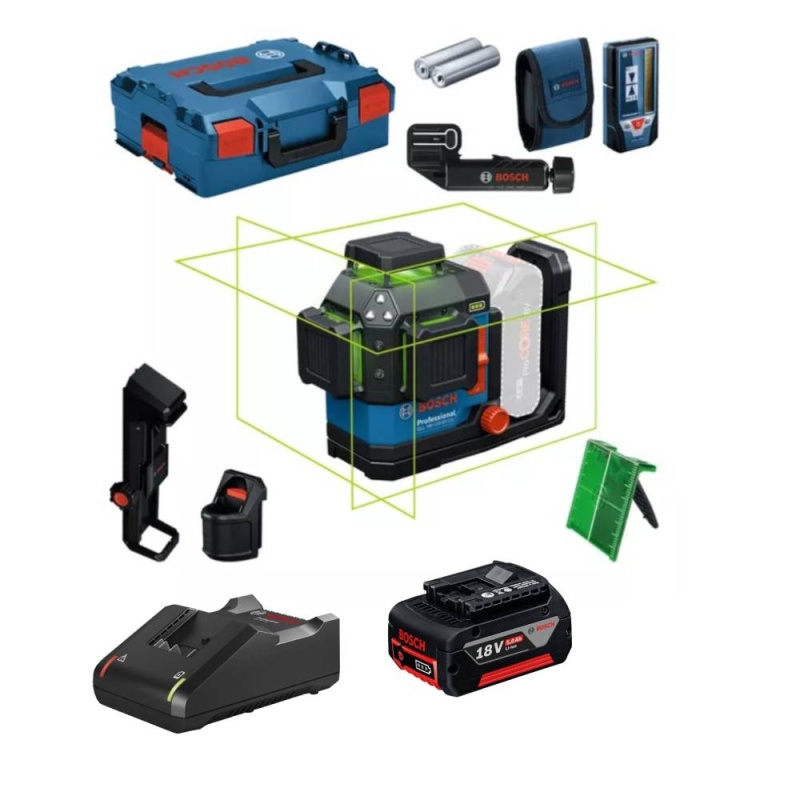 Nivel Láser de 3 Lineas Verde 35 GLL 18V-120-33 CG + Batería GBA 18V 5.0Ah + Cargador GAL 18V-40 Bosch 0601.065.1G0-BOX