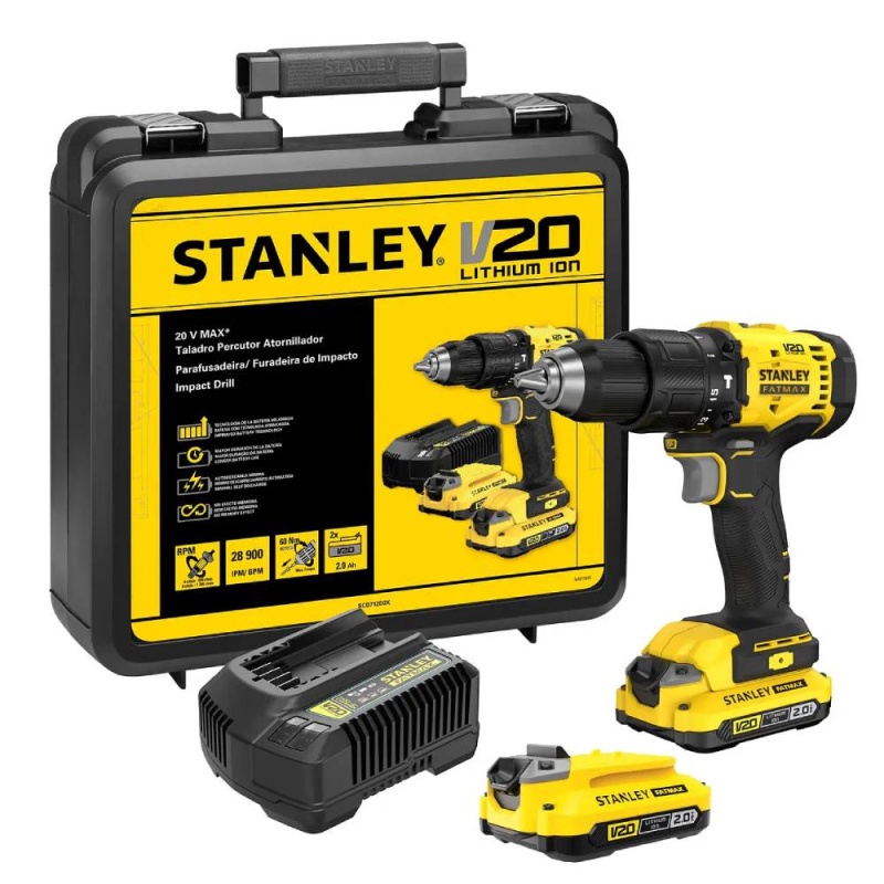 Taladro Percutor 1/2" 20V 1700 Rpm Inc. 2Bat 2,0 Ah y Cargador Stanley SCD712D2K-B2