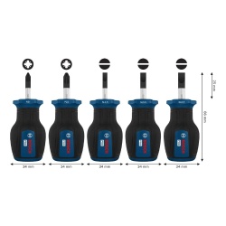 Juego Destornillador Corto PZ/SL 5Pz Bosch 1600.A03.HU7-000