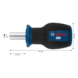 Destornillador Corto Punta Ratchet 1/4"x 20mm Bosch 1600.A03.9PV-000