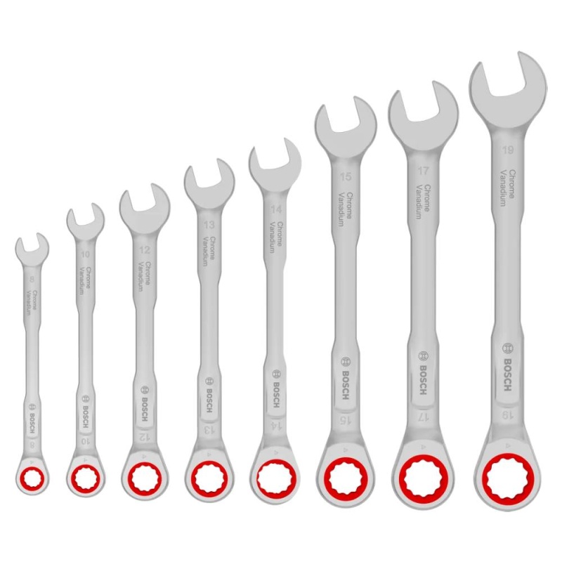 Juego Llaves Mixta Con Ratchet 8 Pz Bosch 1600.A03.AG5-000