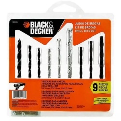 Taladro Atornillador 3/8 20V 37Nm 1 bat 1.5 AH BCD702C1-B2 + Set de Brocas Mixto 9Pz BD0110CS Black + Decker BCD702C1-K3