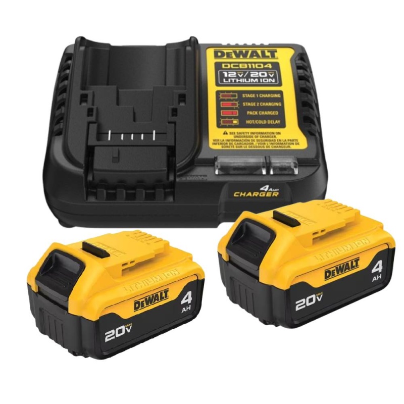 Set 2 Baterías Ion de Litio 4.0 Ah DCB204-B3 + Cargador 12V/20V Max DCB1104-B2 Dewalt DCB204-K10