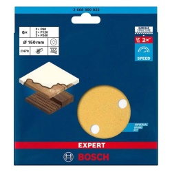 Discos de Lija para Madera 6" G 60 / 120 / 240 6Pz Bosch 2608.900.822-000