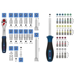 Juego de Dados y Ratchet 1/4" 37Pz Bosch 1600.A03.AC7-000