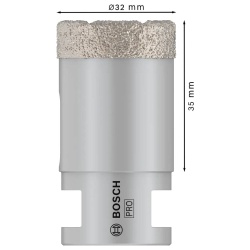 Copa Diamantada Dry Speed Long Life 32mm 1-1/4 Fast Cut Best 3 diamantes Bosch 2608.587.120-000