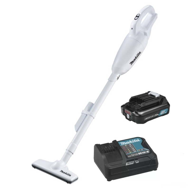 Aspiradora 12V CL108FDZW + Bateria 12V CXT 2.0 Ah BL1021B y Cargador DC10SB Makita CL108FDZW-2.0