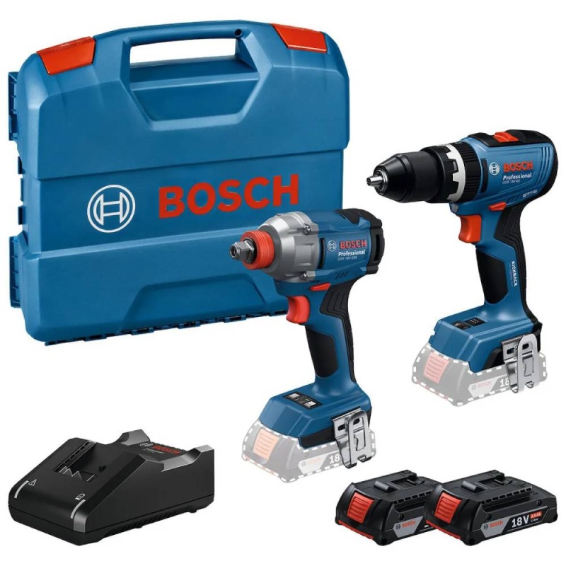 Taladro Perc 1/2" 76Nm GSB 18V-65 + Ator de Imp 1/2"-1/4" GDX 18V-285 Inc 2Bat 2,0Ah y Carg Brushless Bosch 0601.9N3.3E0-000