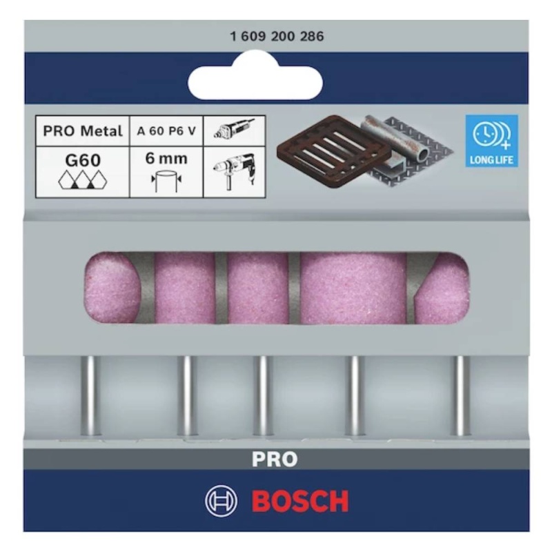 Set de Muelas Abrasivas 1/4" Grano 60 Rosadas 5Pz Bosch 1609.200.286-000