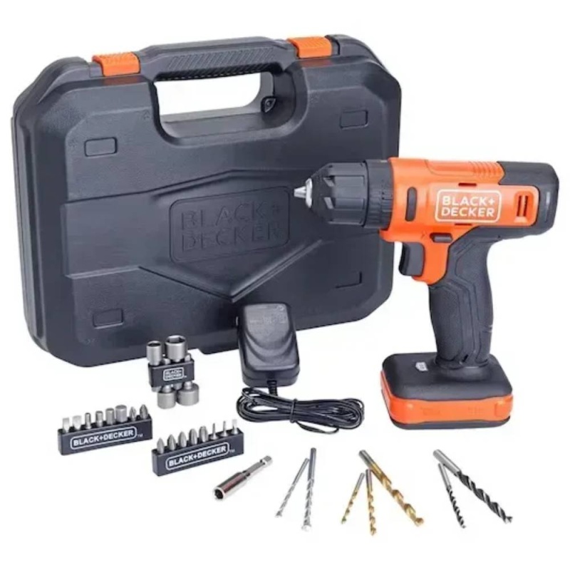 Taladro Percutor 12V 3/8" 900 Rpm + 17 Accesorios + Maleta de Plastico Black+Decker BCD712VHDK-B2