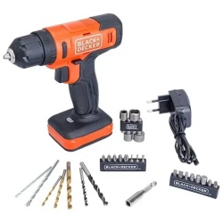 Taladro Percutor 12V 3/8" 900 Rpm + 17 Accesorios + Maleta de Plastico Black+Decker BCD712VHDK-B2