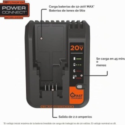 Cargador de Bateria Ion de Litio 12 / 20V Black+Decker BDCAC202B-B2C