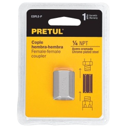 Cople de Acero 1/4" NPT Hembra-Hembra Pretul 27027