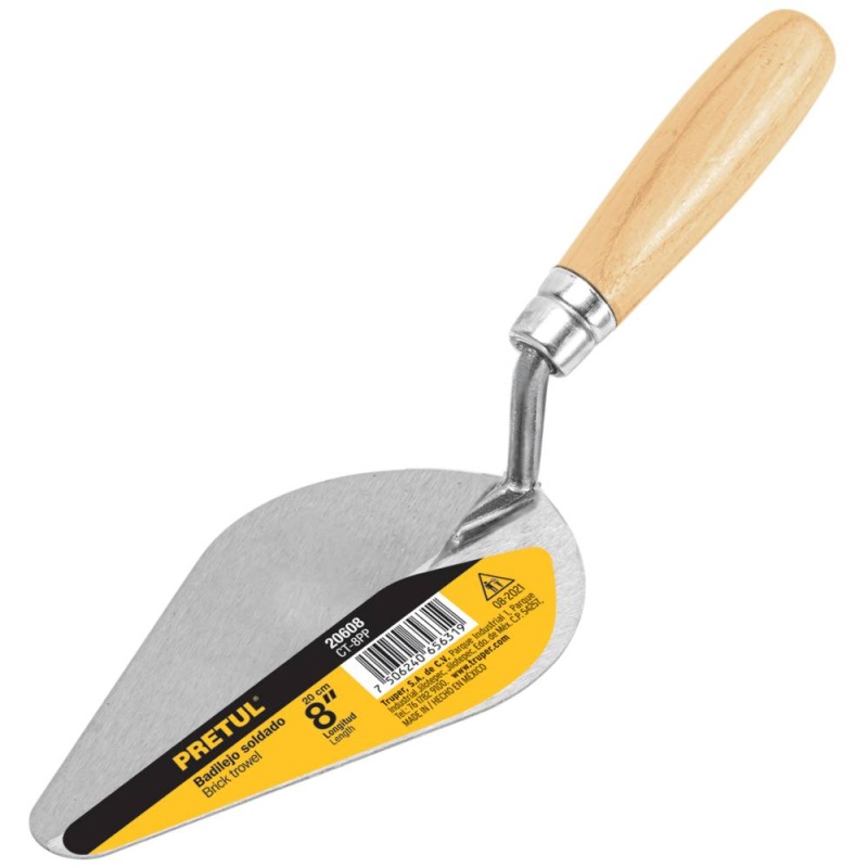 Badilejo para Albañileria 8" (20 cm) Mango de Madera Pretul 20608