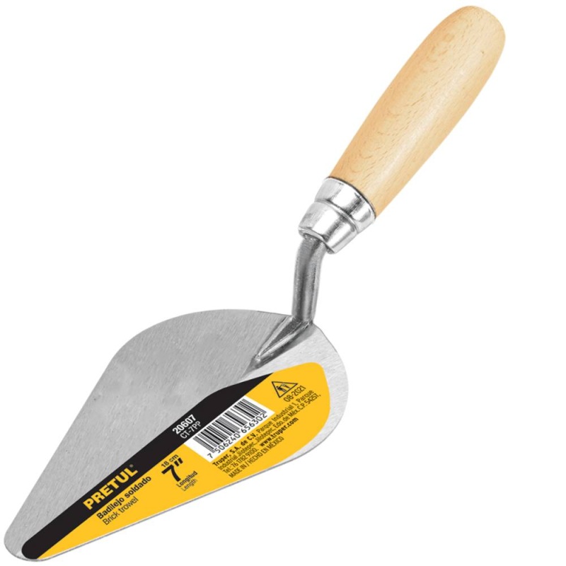Badilejo para Albañileria 7" (18 cm) Mango de Madera Pretul 20607