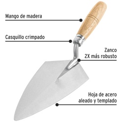 Badilejo para Albañileria 7" (18 cm) Tipo Filadelfia Mango de Madera Pretul 21051