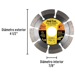 Disco Diamantado Segmentado 4" (100mm) x 7/8" (22mm) x 1,2 mm Pretul 27031