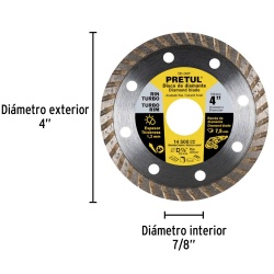 Disco Diamantado Rin Turbo 4" (100mm) x 7/8" (22mm) x 1,2 mm Pretul 27016