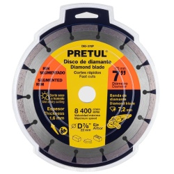 Disco Diamantado Segmentado 7" (180mm) x 7/8" (22mm) x 1,6 mm Pretul 27033