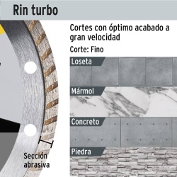 Disco Diamantado Rin Turbo 7" (180mm) x 7/8" (22mm) x 1,6 mm Pretul 27018