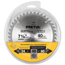 Disco de Sierra 7-1/4" (184mm) x 5/8" (16mm) x 2,2 mm 40 D Pretul 27056
