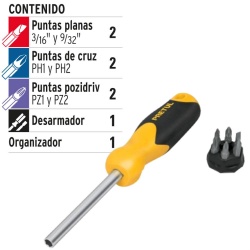 Juego de Desarmador de Matraca 1/4" + Puntas 7 Pz Pretul 21372