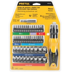 Juego de Desarmador de Matraca 1/4" + Puntas y Dados 56 Pz Pretul 22976