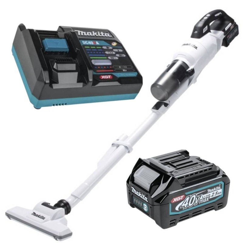 Aspiradora de Suelo 40V XGT BL 250ml 1 Batería 2,5 Ah y Cargador Makita CL003GZ10-2.5