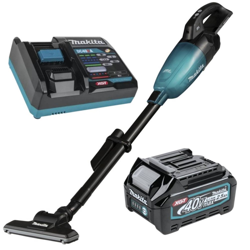 Aspiradora de Suelo 40V XGT BL 750ml 1 Batería 2,5 Ah y Cargador Makita CL001GZ04-2.5