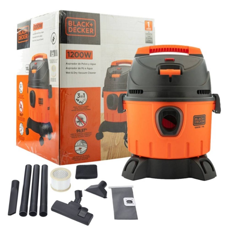 Aspiradora Seco / Húmedo 1200W 10 Litros Black + Decker (CAJA EN MAL ESTADO) BDWD10-B2C-OUT