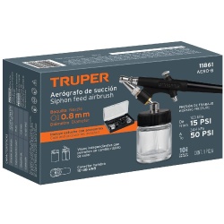 Pistola Aerográfica de Succión 0.8 mm con 2 Vasos 15 ml Truper 11861