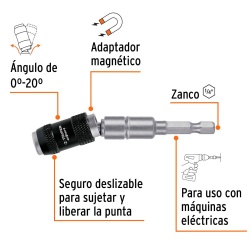Adaptador Articulado 3 1/2" (90 mm) Magnetico para Puntas Truper 11875