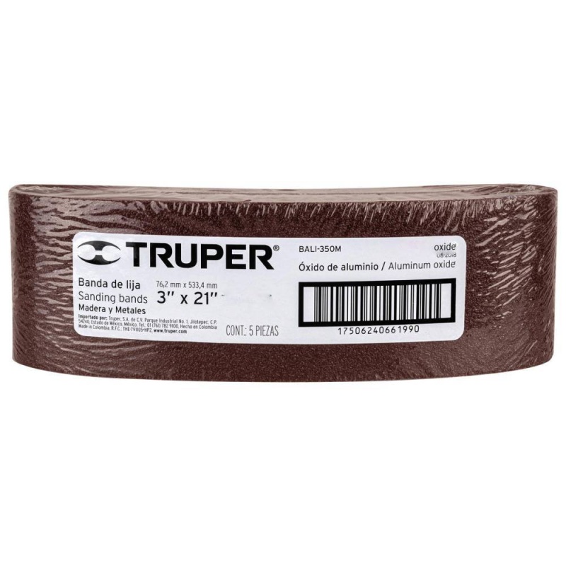 Lija de Banda 3x21" para madera y Metal Grano 60 5Pz Truper 15797
