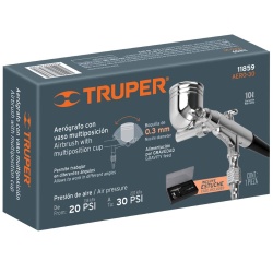 Pistola Aerógrafica de Gravedad 0.3mm con Vaso Multiposicion 8 ml Truper 11859
